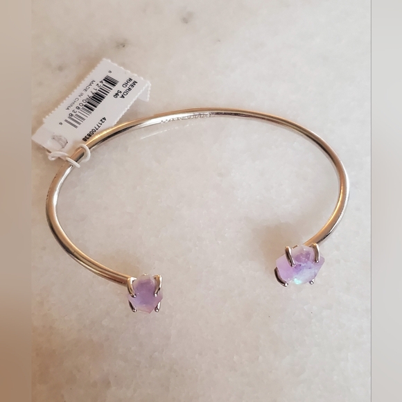 KENDRA SCOTT Merida Silver Pinch Cuff Bracelet in Amethyst Dichroic NWT - Picture 8 of 8